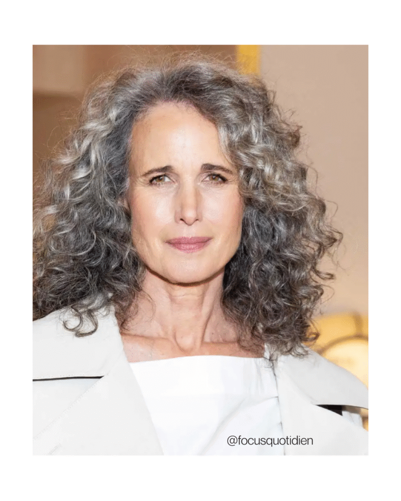 Andie MacDowell Drew Barrymore Show vieillissement femmes accepter son âge injonction à rester jeune image des femmes célébrités et vieillissement féminisme et âge Halle Berry ménopause Valerie Bertinelli vieillissement Nate Burleson ménopause