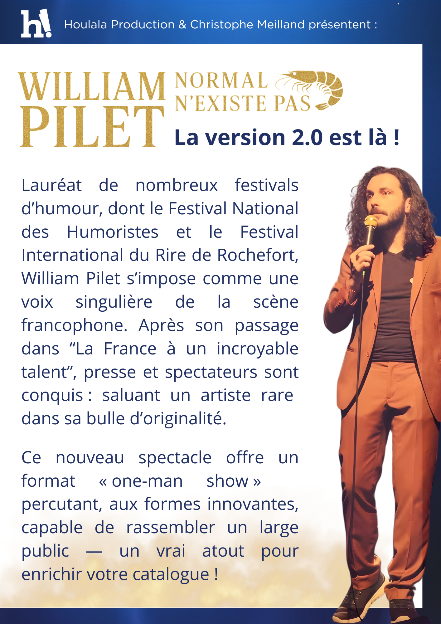 William Pilet sur scène dans son spectacle “Normal n’existe pas”