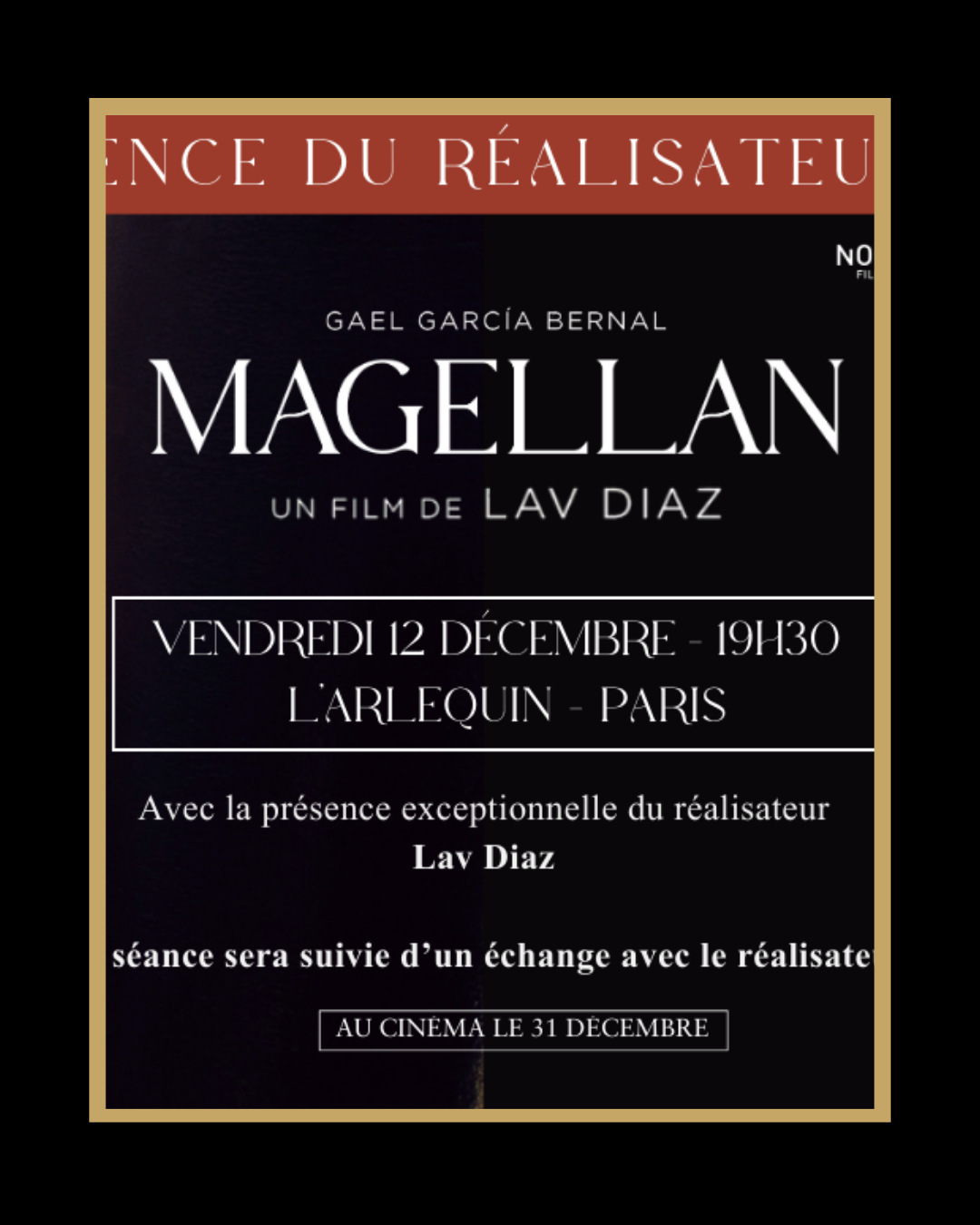 Affiche du film Magellan de Lav Diaz illustrant une vision austère et politique de la colonisation