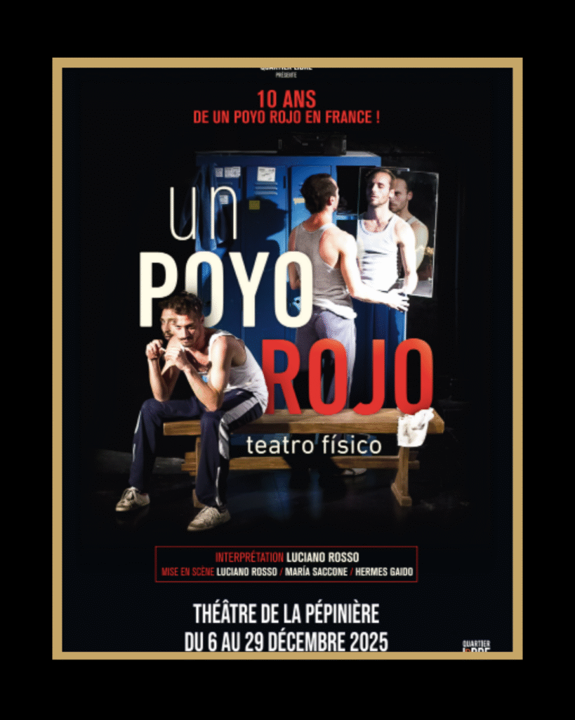 Deux interprètes sur scène dans Un Poyo Rojo, performance physique et sensuelle entre danse et combat