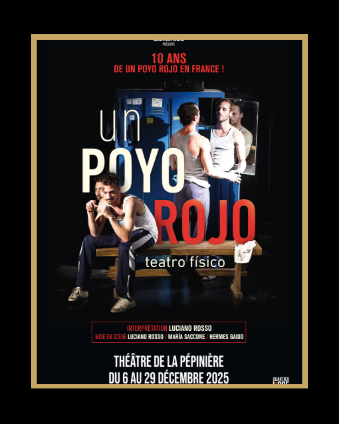 Deux interprètes sur scène dans Un Poyo Rojo, performance physique et sensuelle entre danse et combat